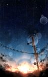  absurdres chinese_commentary clouds commentary_request highres light_particles night night_sky no_humans original outdoors rune_xiao scenery signature sky star_(sky) starry_sky still_life sun sunset 