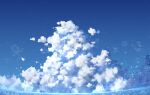  absurdres blue_sky chinese_commentary clouds commentary highres light_particles no_humans original outdoors rune_xiao scenery signature sky still_life 