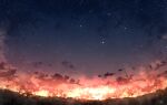  absurdres chinese_commentary clouds commentary highres no_humans original outdoors rune_xiao scenery signature sky star_(sky) starry_sky still_life sunset 
