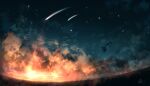  absurdres chinese_commentary clouds commentary_request falling_star highres night night_sky no_humans original outdoors rune_xiao scenery signature sky star_(sky) starry_sky still_life sunset 
