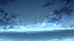  blue_theme chinese_commentary clouds commentary highres horizon light_particles no_humans ocean original outdoors rune_xiao scenery signature sky star_(sky) starry_sky still_life 