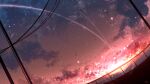 chinese_commentary clouds commentary_request dutch_angle highres lens_flare no_humans original outdoors power_lines rune_xiao scenery signature sky star_(sky) star_(symbol) starry_sky still_life sunset 