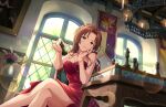 brown_eyes brown_hair dress idolmaster_cinderella_girls_starlight_stage kawashima_mizuki long_hair smile