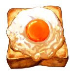  egg_(food) food food_focus fried_egg fried_egg_on_toast highres no_humans oikawa_2301 original simple_background still_life toast white_background 
