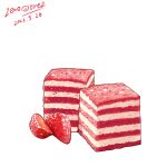  absurdres artist_name cake commentary dated english_commentary food food_focus fruit highres layer_cake no_humans original realistic signature simple_background sparkle still_life strawberry strawberry_cake white_background zeroorez 