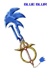  absurdres chain crossover english_commentary highres keyblade kingdom_hearts nitrovu no_humans simple_background sonic_(series) sonic_the_hedgehog weapon weapon_focus white_background 
