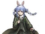  :o animal_ear_fluff animal_ears blue_hair braid cloak don-chan_(usada_pekora) fallenspherell finger_on_trigger fur_scarf green_cloak green_vest gun hair_ornament harry_potter_(series) highres hogwarts_legacy holding holding_gun holding_wand holding_weapon hololive long_hair long_sleeves looking_at_viewer multicolored_hair open_mouth rabbit_ears rabbit_girl revolver shaded_face short_eyebrows simple_background straight-on thick_eyebrows twin_braids two-tone_hair upper_body usada_pekora v-shaped_eyebrows vest vial virtual_youtuber wand weapon white_background white_hair wizarding_world 