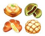  bread danish_pastry dessert food food_focus food_request leaf melon_bread no_humans original pastry simple_background still_life tokie_(tokie-mizu) white_background 