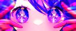  1girl blue_eyes close-up commentary_request double_v eye_focus eyelashes gloves highres hoshino_ai_(oshi_no_ko) idol multicolored_eyes oshi_no_ko partial_commentary pink_eyes pink_gloves purple_hair solo star-shaped_pupils star_(symbol) symbol-shaped_pupils twitter_username v v_over_eye violet_eyes watermark ymdk_htp 