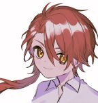  1boy aged_down cain_knightley closed_mouth highres long_hair looking_at_viewer low_ponytail mahoutsukai_no_yakusoku male_child male_focus piza-chan redhead shirt sketch smile solo white_background white_shirt yellow_eyes 