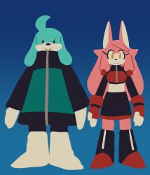  1boy 1girl alternate_universe closed_mouth conductor's_wife_(the_murder_of_sonic_the_hedgehog) conductor_(the_murder_of_sonic_the_hedgehog) couple digimin english_commentary floppu_ears furry furry_female furry_male highres looking_at_viewer smile sonic_(series) standing the_murder_of_sonic_the_hedgehog 