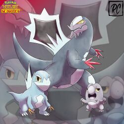  absurdres arctibax baxcalibur claws closed_mouth colored_sclera commentary copyright_logo copyright_name english_commentary evolutionary_line frigibax highres logo no_humans nostrils open_mouth pokemon pokemon_(creature) pokemon_focus pokemon_scarlet_and_violet rcortezdraws twitter_username v-shaped_eyes yellow_eyes yellow_pupils yellow_sclera zoom_layer 