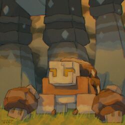  commentary_request evolutionary_line garganacl grass highres nacli naclstack no_humans one-hour_drawing_challenge outdoors pokemon pokemon_(creature) pokemon_focus ssnosa39 