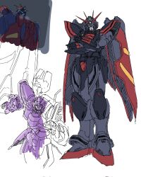  alternate_color alternate_universe commentary_request crossed_arms g_gundam glowing glowing_eyes god_gundam green_eyes gundam highres looking_at_viewer master_gundam mecha mecha_focus mobile_suit no_humans oakaki000 robot science_fiction solo super_robot v-fin 