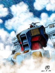  2011 artist_logo commentary_request dated gundam logo mecha mecha_focus mobile_suit mobile_suit_gundam no_humans ohtagaki_yasuo robot rx-78-2_gundam science_fiction solo v-fin 