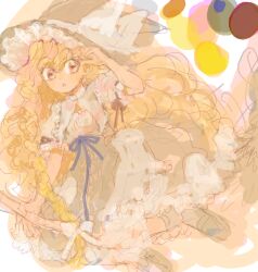  1girl :o bad_drawr_id bad_id big_hair black_hat black_ribbon black_shoes black_skirt blonde_hair bow braid broom broom_riding color_guide frilled_hat frills full_body gnsi hair_bow hand_up hat hat_bow hat_ribbon high-waist_skirt kirisame_marisa loafers long_hair looking_at_viewer open_mouth puffy_short_sleeves puffy_sleeves red_eyes ribbon shirt shoes short_sleeves skirt sleeve_ribbon socks solo touhou very_long_braid very_long_hair wavy_hair white_bow white_ribbon white_shirt white_socks witch_hat 
