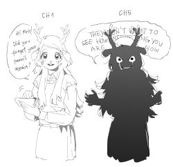  1girl absurdres antlers blush_stickers collared_shirt commentary crying deer_antlers deer_girl deltarune english_text furry furry_female highres holding horns laz_(wancchaco) noelle_holiday pencil_case shirt single_blush_sticker skirt smile sweater_vest utdr_(toby_fox) weird_route_(deltarune) 