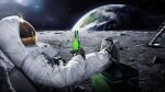  absurdres astronaut beer_bottle highres non-web_source realistic sitting space 