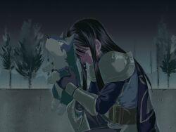  1boy animal armor baby_animal belt black_hair blue_cape brown_belt cape closed_eyes crying dog highres holding holding_animal holding_dog knight long_hair official_alternate_costume omitatamio on_one_knee open_mouth oversized_belt puppy repede_(tales) repede_(young)_(tales) shoulder_armor tales_of_(series) tales_of_vesperia tales_of_vesperia:_the_first_strike yuri_lowell yuri_lowell_(light_fedrock_uniform) 