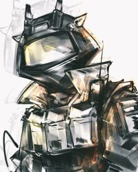  1boy absurdres animal_ears arknights cilundi english_commentary facing_viewer giraffe_boy giraffe_ears giraffe_horns helmet highres horns male_focus mechanist_(arknights) popped_collar upper_body white_background 
