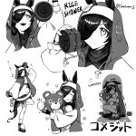  1girl androgyne_symbol animal_ears bridget_(guilty_gear) bridget_(guilty_gear)_(cosplay) cosplay cuffs fingerless_gloves gakubuti3 gloves guilty_gear guilty_gear_strive habit hair_over_one_eye handcuffs highres holding holding_toy hood hooded_jacket hoodie horse_ears horse_girl horse_tail iwami_manaka jacket long_hair long_sleeves looking_at_viewer open_clothes open_hoodie open_mouth puffy_long_sleeves puffy_sleeves rice_shower_(umamusume) roger_(guilty_gear) smile stuffed_animal stuffed_toy tail teddy_bear toy umamusume yo-yo 