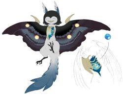  bird_legs black_feathers blue_feathers blue_gem blue_tail bone colored_teeth creature creature_focus feathers fraid full_body gem grin highres jejejunum orb original purple_wings reference_sheet ribs sharp_teeth shrike_(jejejunum) smile spread_wings teeth wings yellow_teeth 
