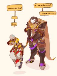  ... 2boys commentary crossed_arms english_commentary english_text eweeppy facing_another floating full_body highres holding male_focus multiple_boys omnic overwatch ramattra_(overwatch) robot robot_boy speech_bubble spoken_ellipsis sweatdrop zenyatta_(overwatch) 