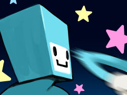  2boys blue_background blue_skin c: colored_skin commentary gradient_background highres motion_blur multiple_boys rhythm_tengoku rhythm_tengoku_miracle_stars sach56000 sky smile space space_dancers square_head star_(sky) star_(symbol) starry_sky untranslatable_commentary upper_body 