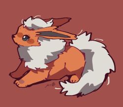  closed_mouth commentary_request flareon highres no_humans pokemon pokemon_(creature) pokemon_focus rinrinwolf signature simple_background 