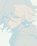  1boy closed_mouth danganronpa_(series) danganronpa_2:_goodbye_despair from_side grey_hair hair_between_eyes hood hood_down hooded_jacket jacket komaeda_nagito liliy1191 looking_at_viewer looking_to_the_side medium_hair messy_hair simple_background smile solo white_background yellow_eyes 