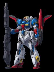  beam_cannon beam_rifle black_background commentary_request energy_gun green_eyes gundam highres keng666 mecha mecha_focus mobile_suit no_humans redesign ring_of_gundam robot science_fiction shield v-fin weapon zeta_gundam zeta_gundam_(mobile_suit) 