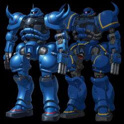  cable commentary_request comparison exposed_internal_machinery gouf gundam gundam_gquuuuuux highres keng666 mecha mecha_focus mobile_suit no_humans one-eyed_mecha radio_antenna realistic redesign robot science_fiction shoulder_spikes spikes variations zeon 