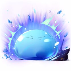  artist_request aura game_asset grand_summoners no_humans official_art rimuru_tempest_(slime) simple_background slime_(creature) straight-on tensei_shitara_slime_datta_ken third-party_source transparent_background v-shaped_eyes water 