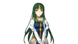  breasts circlet green_eyes green_hair highres large_breasts long_hair maris_amaryllis non-web_source orion_(orionproject) rance_(series) rance_x solo standing 