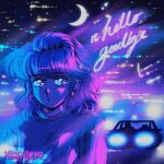  1980s_(style) 1girl 1other absurdres album_cover album_name car city cover crescent earrings english_commentary glowing headlight highres jewelry looking_to_the_side medium_hair mizucat moon motor_vehicle night original parted_lips retro_artstyle silhouette solo_focus sparkle sweater 