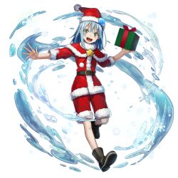  1other :d ankle_boots artist_request belt black_belt black_boots blue_hair boots capelet christmas_present creature_hair_ornament full_body fur-trimmed_capelet fur-trimmed_headwear fur-trimmed_jacket fur-trimmed_shorts fur_trim game_asset gift grand_summoners hands_up hat holding holding_gift jacket long_hair looking_at_viewer official_art open_mouth pom_pom_(clothes) red_capelet red_hat red_jacket red_shorts rimuru_tempest rimuru_tempest_(slime) santa_costume santa_hat shorts simple_background slime_(substance) smile solo teeth tensei_shitara_slime_datta_ken third-party_source tongue transparent_background upper_teeth_only white_fur yellow_eyes 