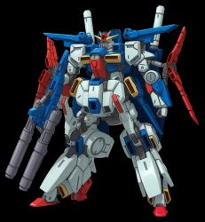  beam_cannon beam_rifle black_background commentary_request energy_gun full_armor_zz_gundam green_eyes gundam gundam_zz highres keng666 mecha mecha_focus mobile_suit no_humans redesign ring_of_gundam robot science_fiction shield v-fin weapon zz_gundam 