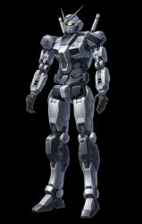  black_background commentary_request earth_federation_space_forces exposed_internal_machinery g-3_gundam gundam gundam_gquuuuuux highres keng666 mecha mecha_focus mobile_suit no_humans realistic redesign robot roundel science_fiction v-fin yamashita_ikuto_(style) yellow_eyes 