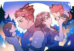  animal_ears arm_strap black_singlet commentary_request couple highres love_and_deepspace nose protagonist_(love_and_deepspace) short_hair short_sideburns sideburns signature sleeveless sleeveless_turtleneck stuffed_toy turtleneck valko_(love_and_deepspace) werewolf wolf_boy wolf_ears 