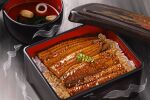  absurdres box dated fish_(food) food food_focus grilled_eel highres leaf no_humans original rice signature tainosuke unajuu_(food) 