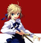  ahoge blonde_hair blue_eyes fate/stay_night fate_(series) highres saber sword takeuchi_takashi type_moon weapon 