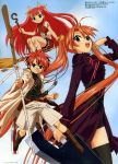  anna_yurieuna_cocolova anya anya_cocolova bell broom broom_riding dress ensis_exorcizans frills hair_ornament heterochromia highres jitsuhara_noboru kagurazaka_asuna long_hair mahou_sensei_negima mahou_sensei_negima! megami negi_springfield orange_hair pinup staff sword thighhighs twintails weapon 