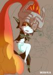  blush crossed_arms fang helmet midna nintendo pointy_ears red_eyes the_legend_of_zelda twilight_princess 