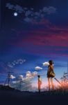  absurdres casual cloud highres moon power_lines scenery shinkai_makoto sky standing sumida_kanae sumita_kanae toono_takaki 