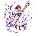  aura dark_aura dress fire_emblem fire_emblem:_mystery_of_the_emblem fire_emblem_heroes holding holding_staff maria_(fire_emblem) mind_control official_alternate_costume official_art redhead short_hair solo staff tassel tiara violet_eyes white_background white_dress 