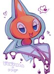  blue_eyes closed_mouth commentary_request dripping half-closed_eyes heart kokemushi_(kuru_fox) looking_at_viewer no_humans no_pupils pokemon pokemon_(creature) rotom rotom_(normal) smile solo spoken_heart tongue tongue_out translation_request white_background 