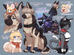  2boys 2girls ada_wong animalization ashley_graham blue_eyes brown_eyes cat chest_harness cloak dog english_commentary english_text fox full_body german_shepherd grey_background harness highres hood hood_up hooded_cloak leon_s._kennedy looking_at_another looking_at_viewer mask merchant_(resident_evil) missaka mouse mouth_mask multiple_boys multiple_girls on_head pomeranian_(dog) red_scarf resident_evil resident_evil_4 resident_evil_4_(remake) scarf short_hair sigh signature sitting sparkle sweater twitter_username yellow_eyes 