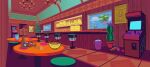  alcohol arcade_cabinet bar_(place) beer beer_bottle blue_sky bottle bowl cactus chandelier chao_(sonic) clouds cup day digimin door drinking_glass english_text flower_pot highres indoors monitor motion_blur no_humans non-web_source official_art omochao palm_tree peanut plant poster_(object) potted_plant saloon saloon_doors scenery sky sonic_(series) spill stool table the_murder_of_sonic_the_hedgehog train_interior tree wanted window 