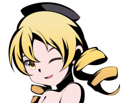 1girl absurdres highres mahou_shoujo_madoka_magica mahou_shoujo_madoka_magica:_walpurgis_no_kaiten mahou_shoujo_madoka_magica_(anime) portrait simple_background solo tomoe_mami white_background x3n