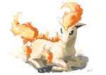  artist_name black_sclera closed_mouth colored_sclera commentary_request english_commentary fiery_hair fiery_tail fire full_body highres horse ikei mixed-language_commentary orange_hair pokemon pokemon_(creature) ponyta signature simple_background sitting sketch tail white_background white_eyes 